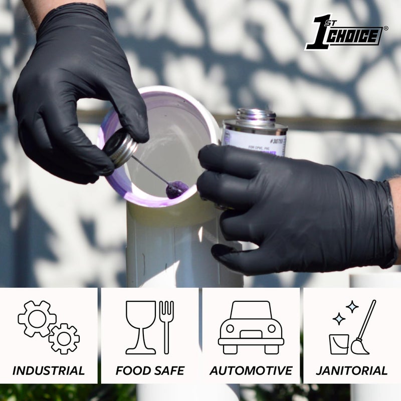 1st Choice Black Nitrile Gloves Disposable Latex-Free 5 Mil Textured for Cooking, Cleaning, Food Prep, Medium, Box of 100 - Image 5